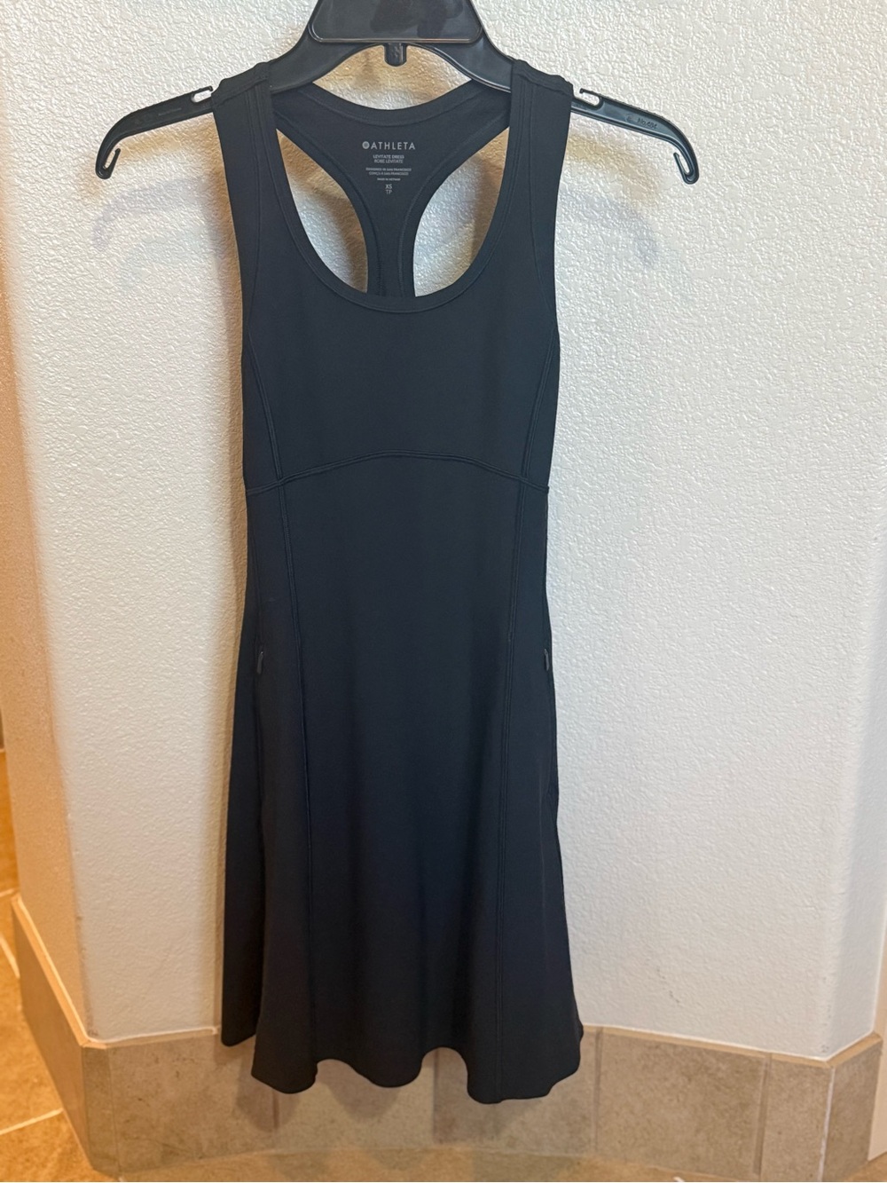 Athleta Black Racerback Fit-and-Flare Active Dress